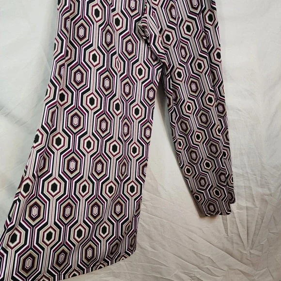 NEW DIRECTIONS Size XL Purple Geometric Elastic Waist Pull On Palazzo Pants EUC - Picture 3 of 7